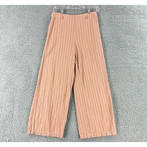 Urban Outfitter Pants Womens Small Pink‎ Stripe Wide-Leg High-Rise Linen Blend